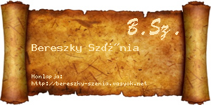 Bereszky Szénia névjegykártya
